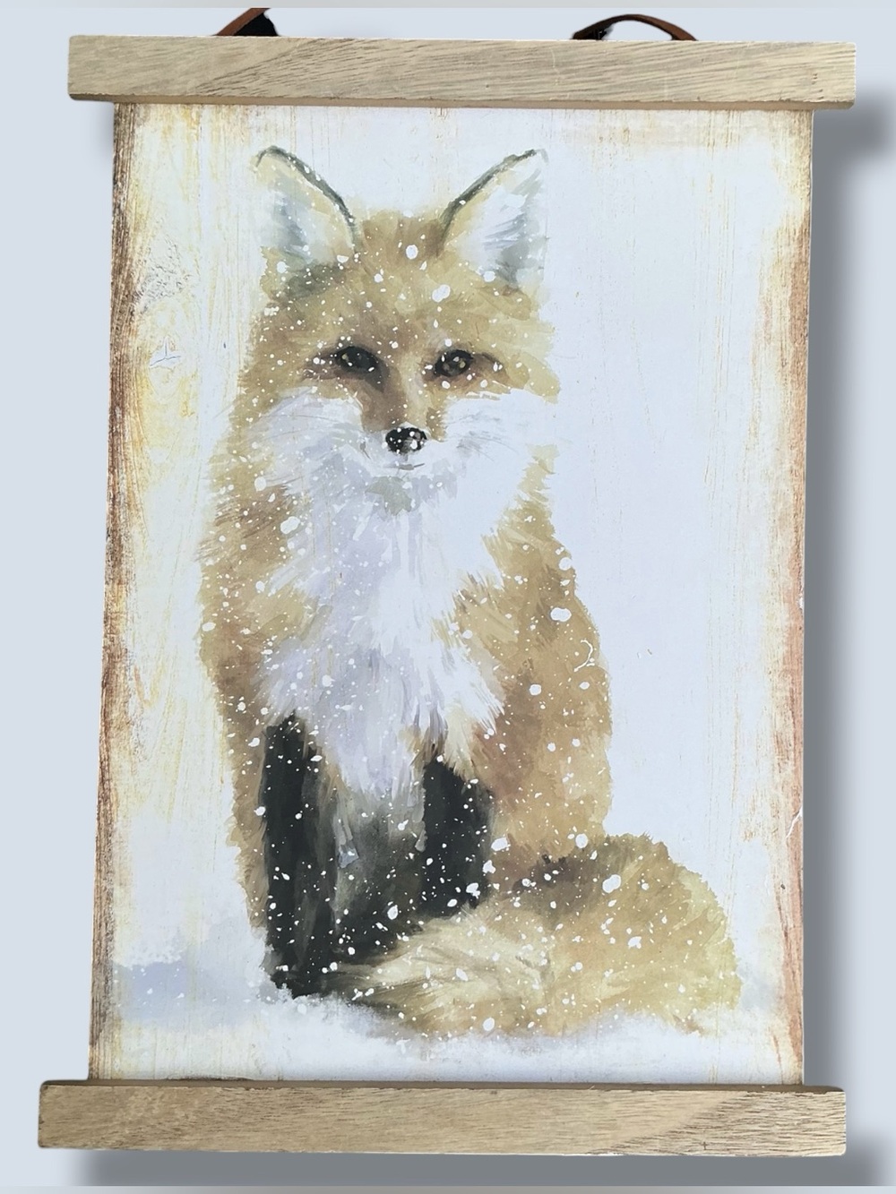 Fox In Winter Wall Art Decor 10x14” Rustic Wildlife Country Theme On Wood Panel